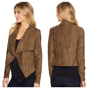 NWT Suede Draped Collar Jacket in Olive